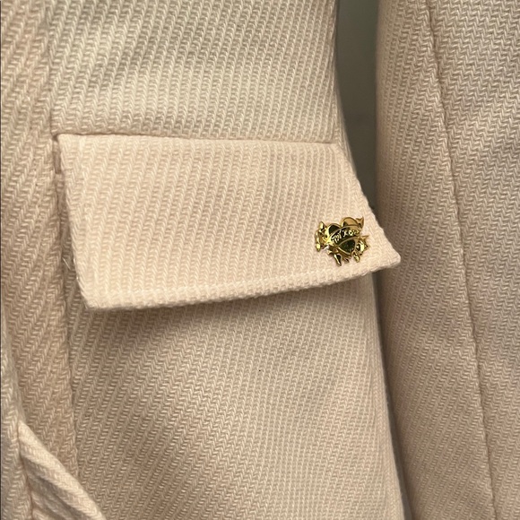 Cream Double-Breasted Ruffle Coat - Picture 4 of 7